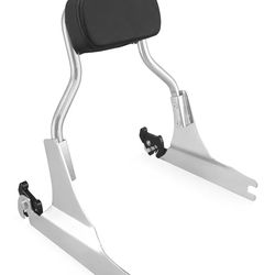 Chop Short Height Passenger Backrest Sissy Bar Fit 200mm Fender Compatible with 2006-2017 Harley Softail Fat Boy Night Train (Chrome)