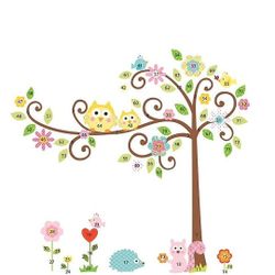 RoomMates "Happi" Scrol Tree/Owl & Friends MEGA*PACK (Repositionable) XL-Wall Decals (80 Decal Pack)
