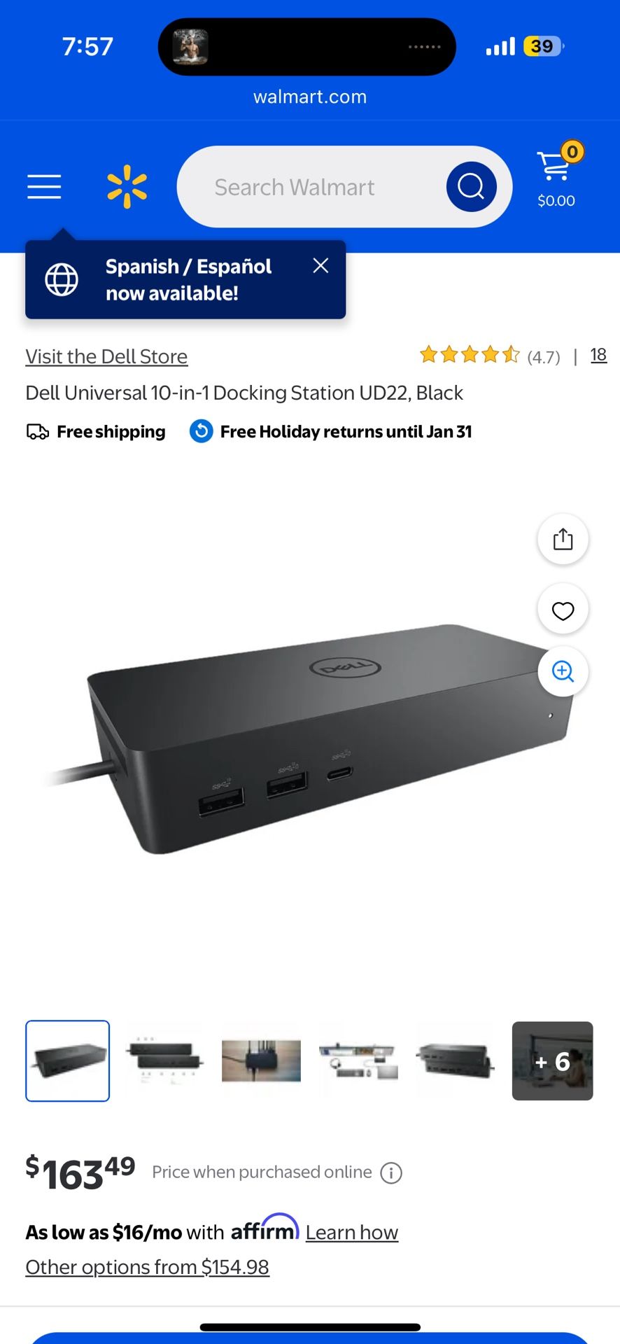 dell universal dock ud22 model k22a for multiple monitors