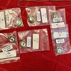 9 Pc Antique Brass  Necklace & Initial Charms 