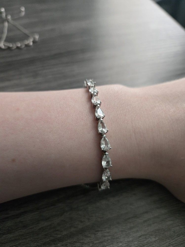 Sterling Silver And White Sapphire Bracelet