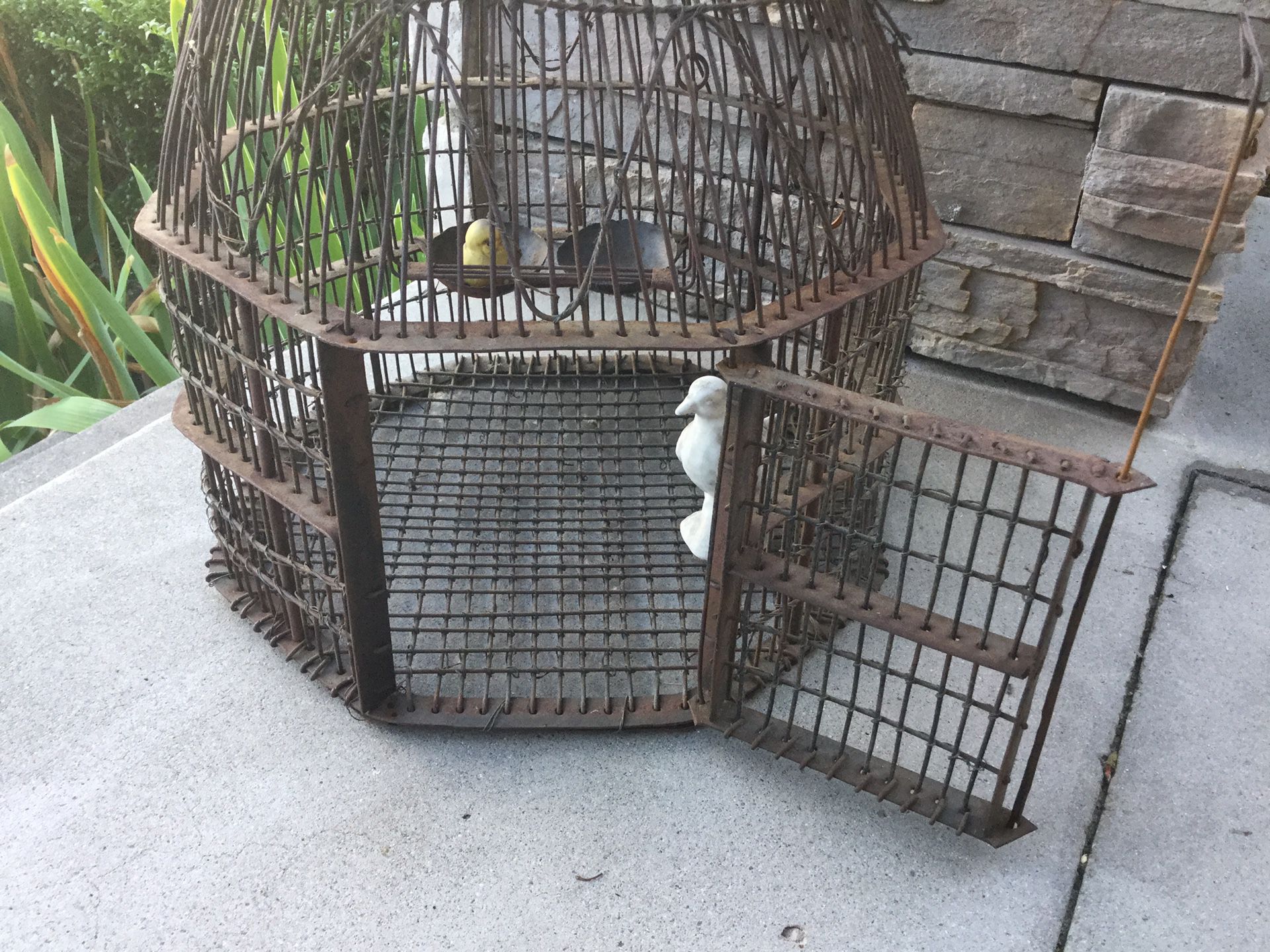 Unusual Vintage DOMED BIRD CAGE with Swing and Hook for Carrying or Hanging