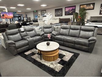 Gray Sofa & Loveseat Micro-Fabric Material