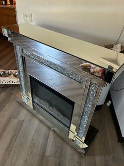 Crushed Diamond Mirrored Fireplace
