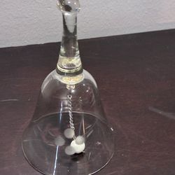 Vintage Lead Crystal Glass Dinner Bell Holly Pattern 4.5”