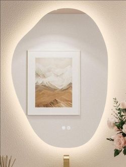 Keonjinn 22 in. W x 30 in. H Irregular Novelty/Specialty Frameless LED Light Anti-Fog Wall Bathroom Vanity Mirror with Backlit