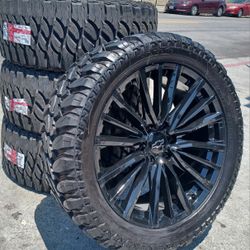 22” Chevy Silverado GMC Sierra Replica Wheels & Tires Off-Road Tahoe Yukon Escalade Suburban Rines Y