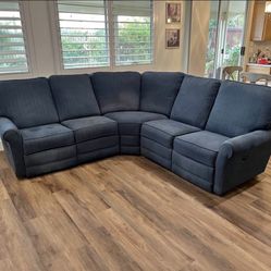 FREE DELIVERY Blue Lazy Boy Manual Reclining Sectional