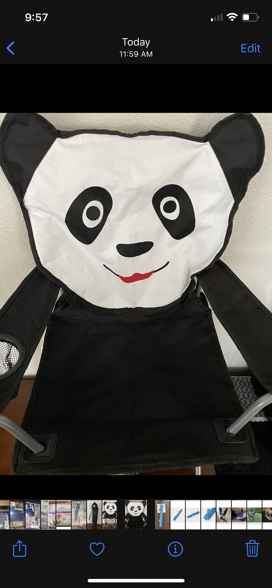 Kids Folding Camp Chair with Cup Holder and Carry Bag - Oso Panda