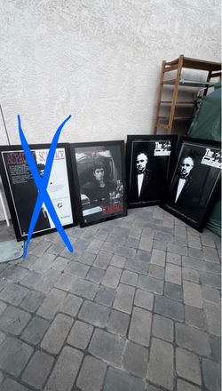 Set of 4 Framed Movie & Lakers Posters – Scarface, The Godfather & Lakers
