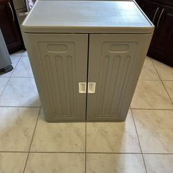 NEW Amopatio Outdoor Storage Cabinet with Lockable Doors, Resin Cabinet Waterproof Freestanding