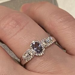 Peacock Tanzanite & Zircon Ring - Sz 7 - new