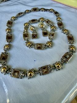 Premier Designs, Silver/gold Tone Bracelet, Necklace And Earrings (Brighton Like)
