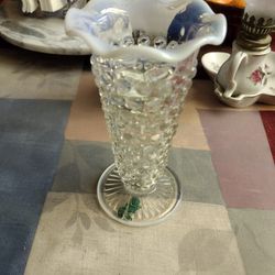 Vintage Opalescent Moonstone Vase Glassware Hocking Hobnail


