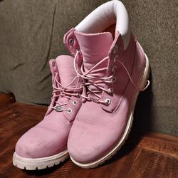 pink Timberlands women's size 8