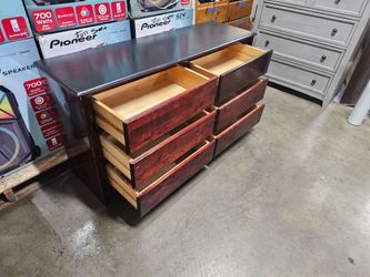 Dark Wood 6-Drawer Double Dresser