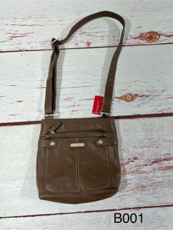 Rosetti Women’s Brown Pebbled Crossbody Bag, Zip Closure, Silver-Tone Hardware