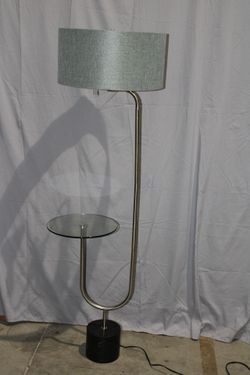 Looped Chrome Floor Lamp with Glass Cocktail Tabletop