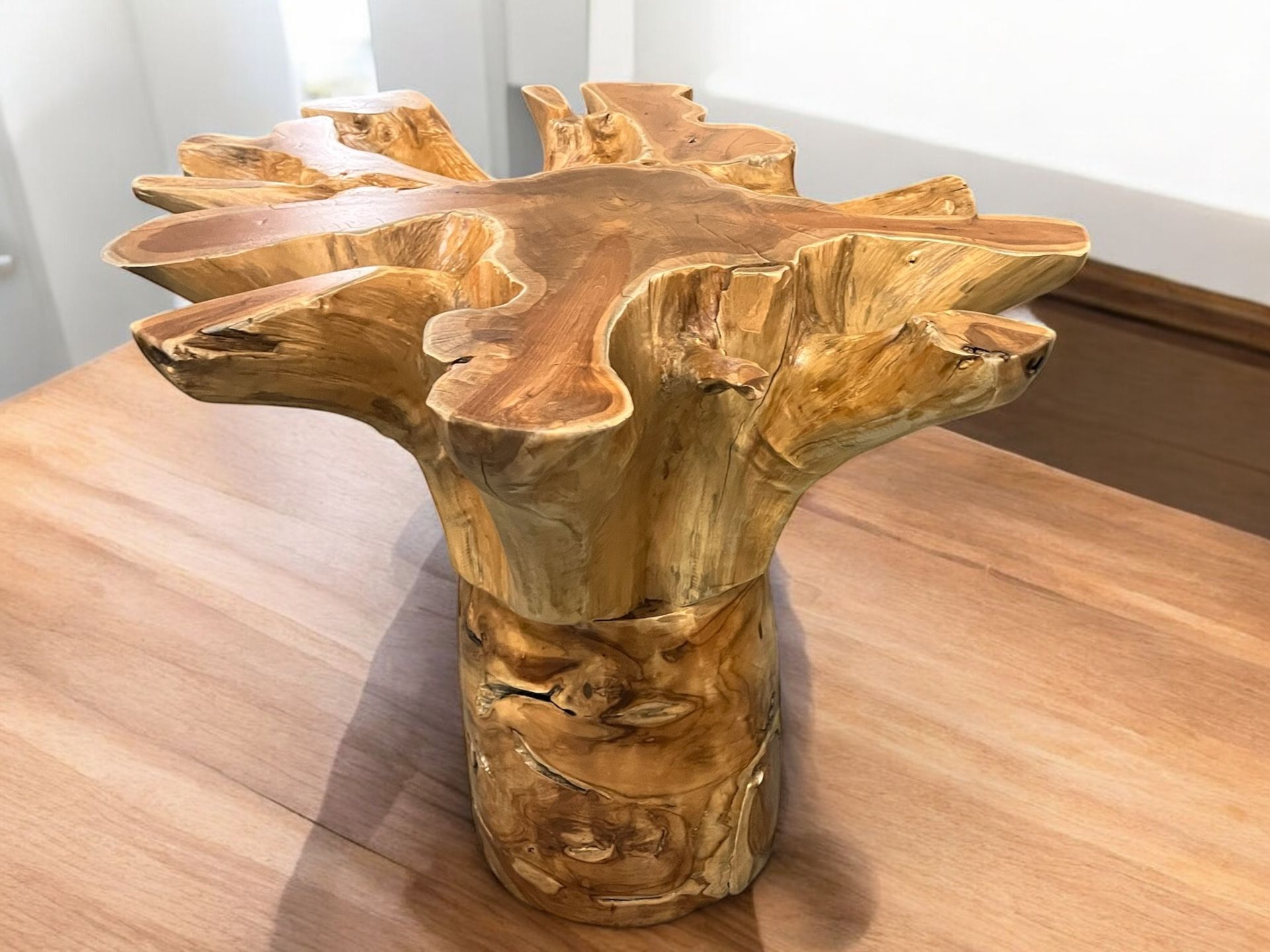 Teakroot Natural Reclaimed Wood Base For Dinner/ Breakfast Table Or Pedestal