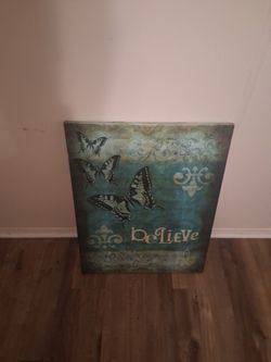 Butterfly "Believe" Canvas Wall Art