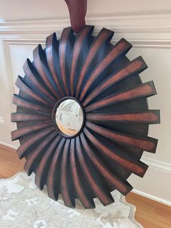 Large Pier 1 Imports Round Metal Sunburst Mirror – 34.5”