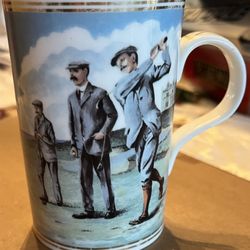WREN The Golfers Fine Bone China Coffee Mug Tea Cup 24K Gold Trim England.