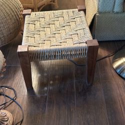 Vintage MCM Danish Corded/Weaved Foot Stool Teak Legs Classic Style/Lovely Color