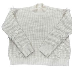 Michael Kors Women's Long Sleeve White Chucky Knit Pullover Sweater Size L