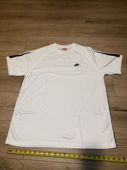 Nike White Athletic T-Shirt with Black Stripes