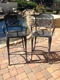 Set of Two Metal Outside Bar Stools