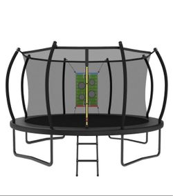 Trampoline Outdoor 14FT 12FT 10FT 8FT with Safety Enclosure Net, Recreational Trampoline for Kids and Adults, Anti-Rust, ASTM Approved, Black
