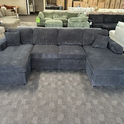 Black Double Chaise Sectional 