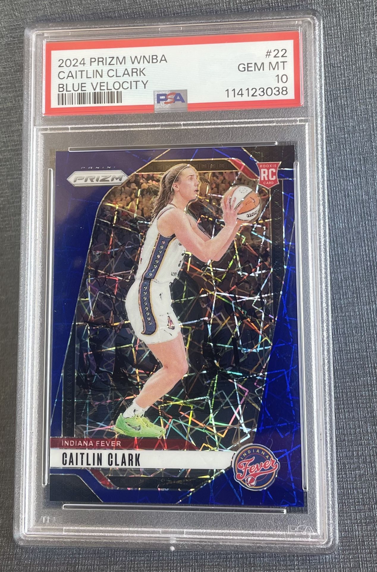 Caitlin Clark 2024 Prizm Blue Velocity PSA 10