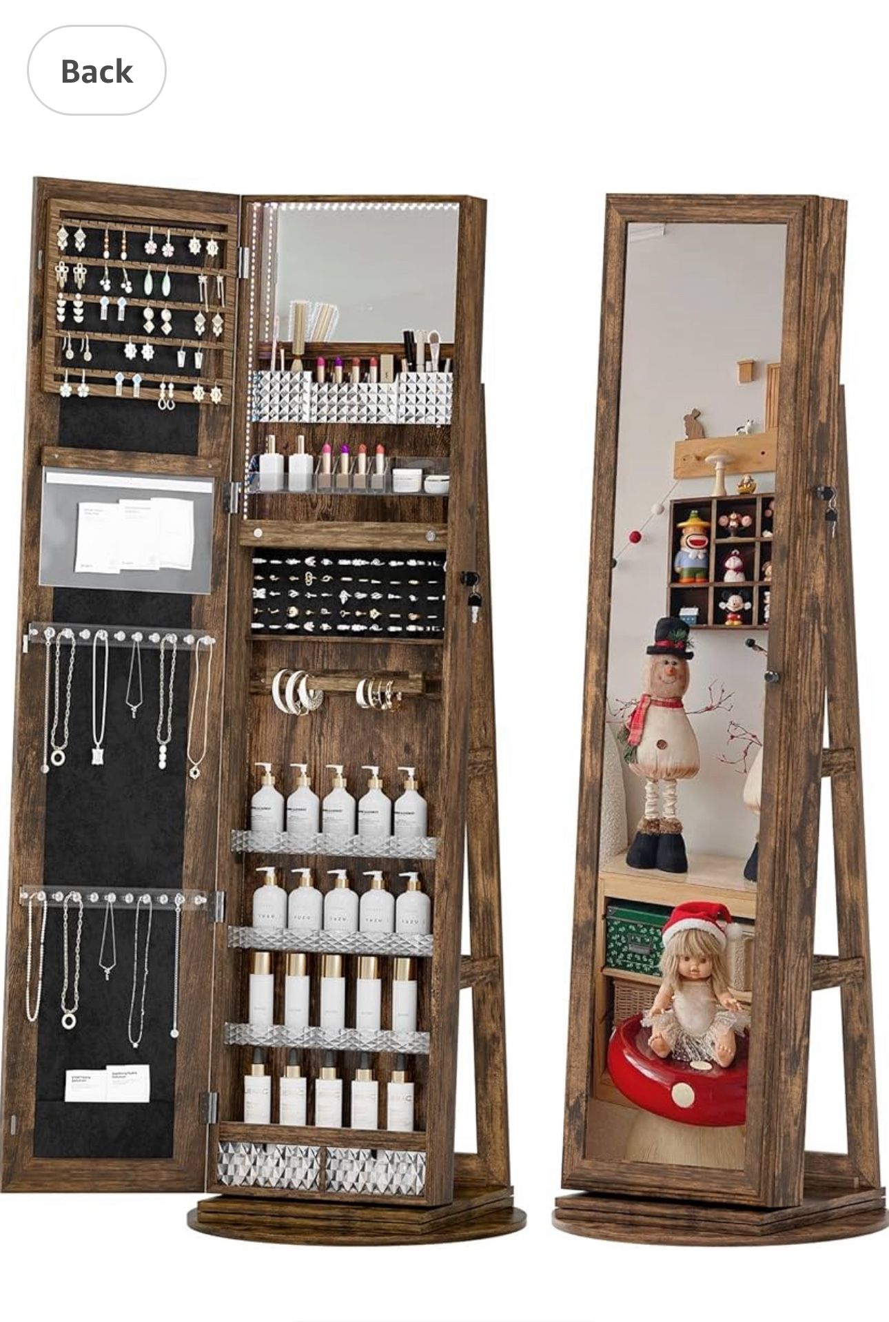 Jewelry Cabinet, Jewelry Organizer with Full Length Mirror