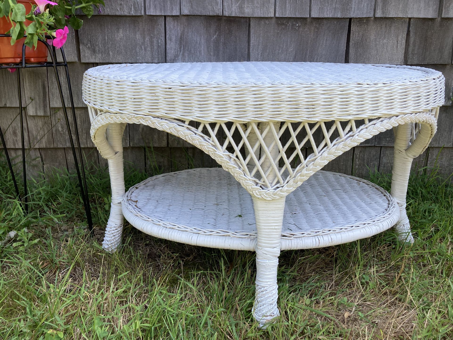 Vintage Wicker 2 Shelf Coffee Table