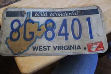 West Virginia License Plate - 8G-8401