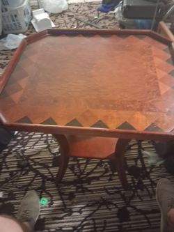 Vintage Parquetry Inlay Occasional Table