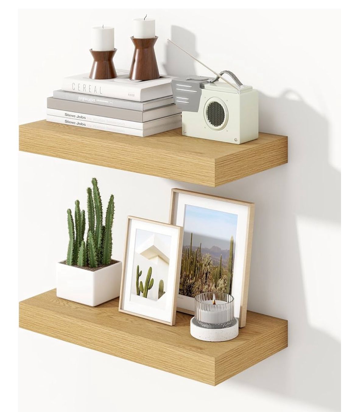 Set Of Two Floating Shelves, Wall Mounted, Oak Look Finish, Rustic