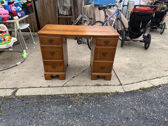 Vintage Wooden Desk with 6 Drawers, original hardware, 42 w, 19 deep, 29 high, $60
