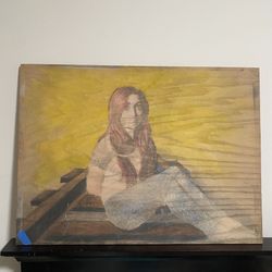 Colored Pencil Art On Wood Entitled, ”Happy Birthday, Jeffrey!: Massages at Mar A Lago.”  The working title was initially “Sweet Sixteen.”  Over time 