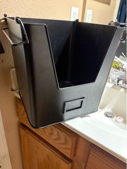 Black metal bin