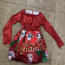 Christmas Lol Surprise Doll Ocasión Sequin Red Girl Dress M 8-9