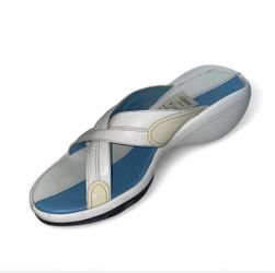 Cole Haan sandal wedge heels White Leather size 10 B ( M)  Has white patent leather accent and stitch work.  Heels are 3”  Platform is 1”