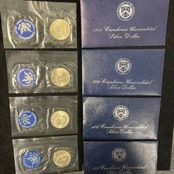 Complete Set of 1971 to 1974 Silver Ike Dollars in OGP--GREAT MS COINS!