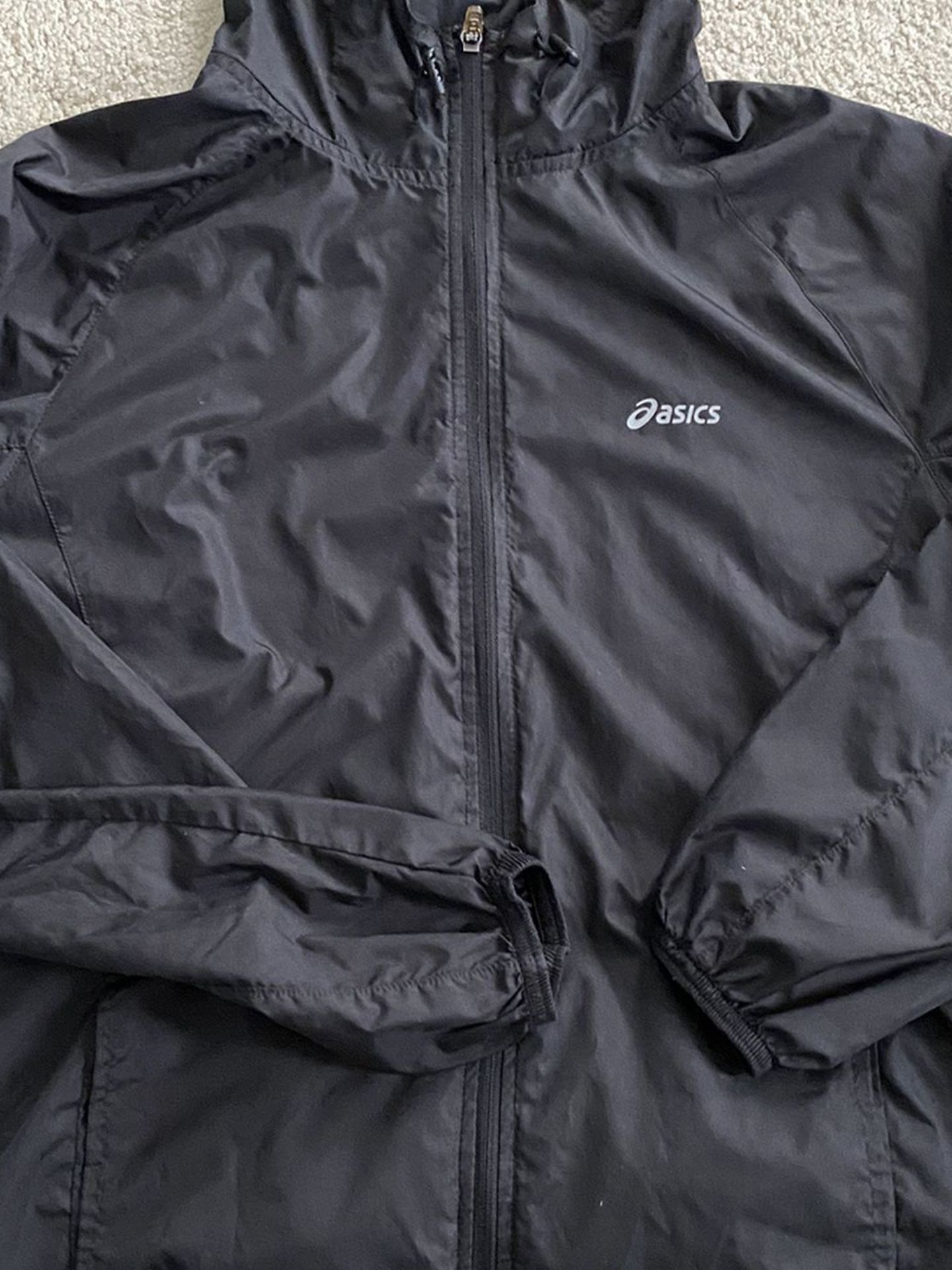 ASICS Black Foldable Rain Jacket/Windbreaker Size M