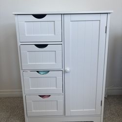 Wooden Floor Storage Cabinet with 4 Drawers and 1 Door