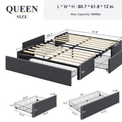 Queen Bed Frame With Drawers