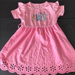 Charming Pink Kids Dress with Ruffled Sleeves