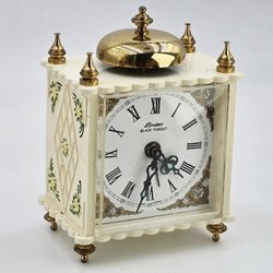 Vintage German LINDEN  Mini Desk Alarm Clock Decorated 1960's