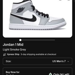 Jordan 1 Mid Light Smoke Grey